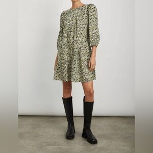 RAILS Louise Chrysanthemum Tiered Mini Dress Yellow Black Sz XS 0-2
